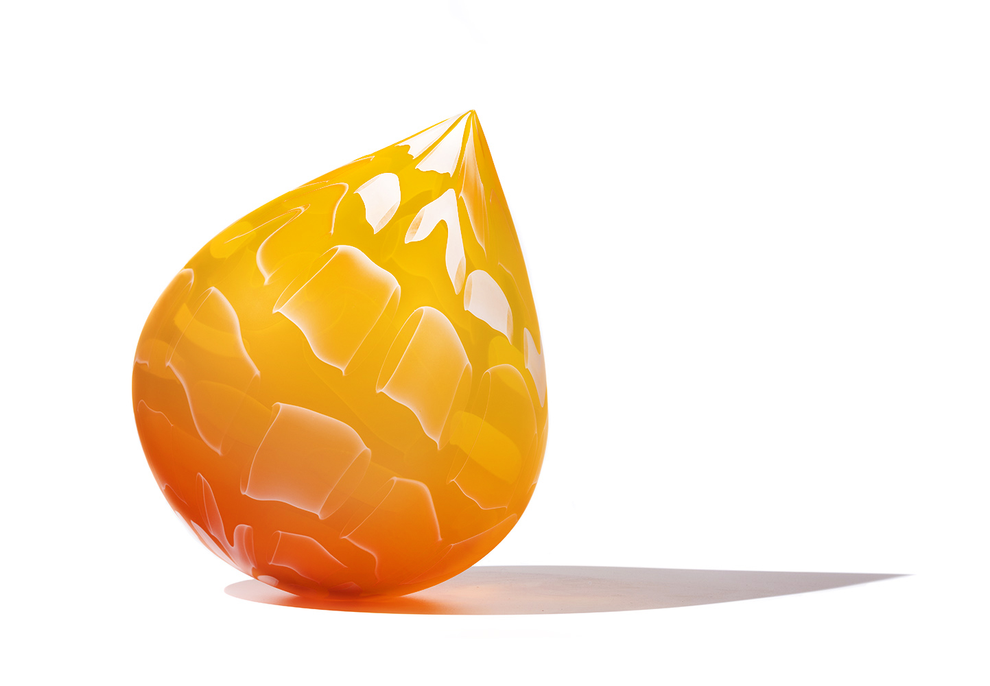 Orange glass droplet with white soft pattern