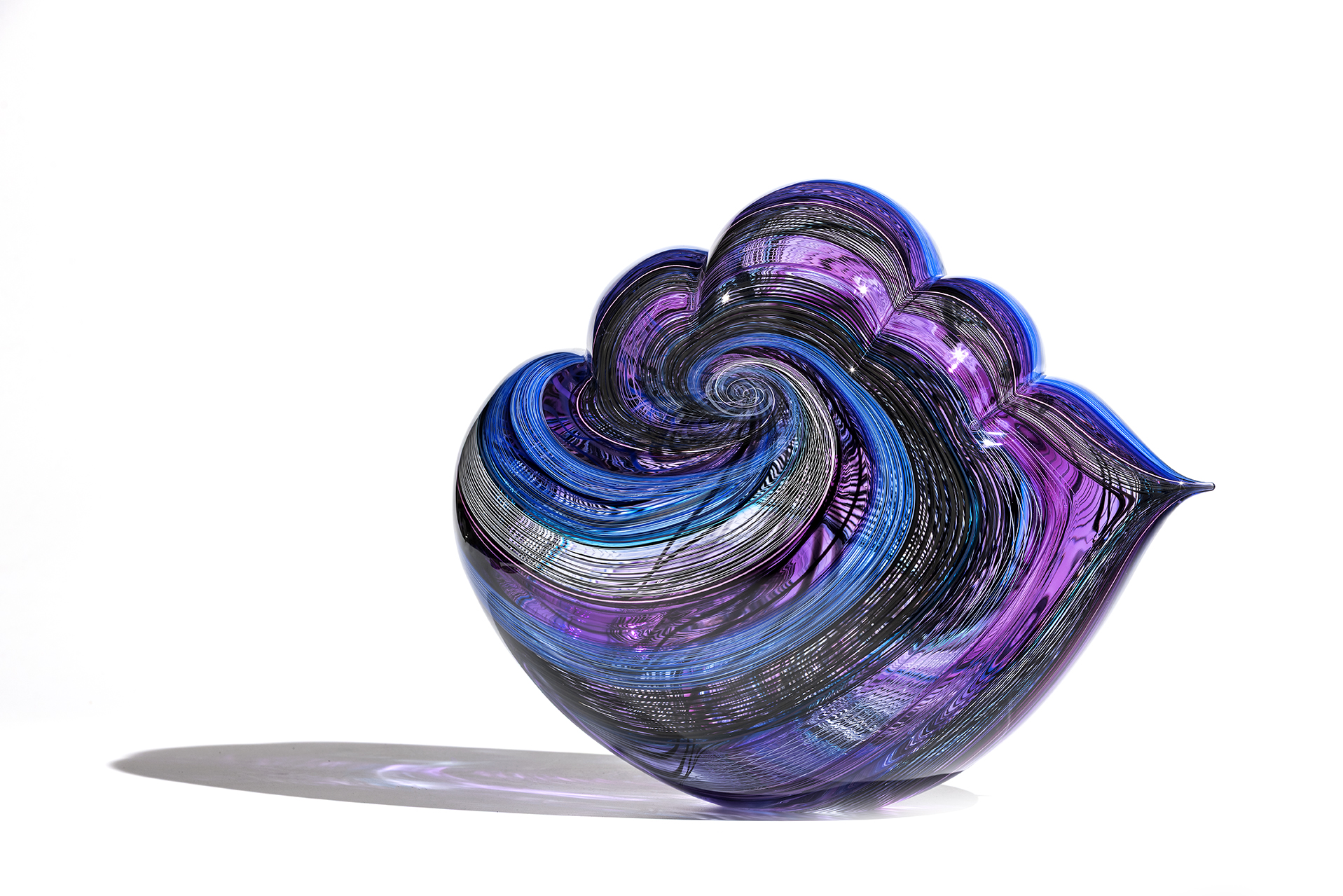 deep purple, blue and black blown glass Cloud sculpture