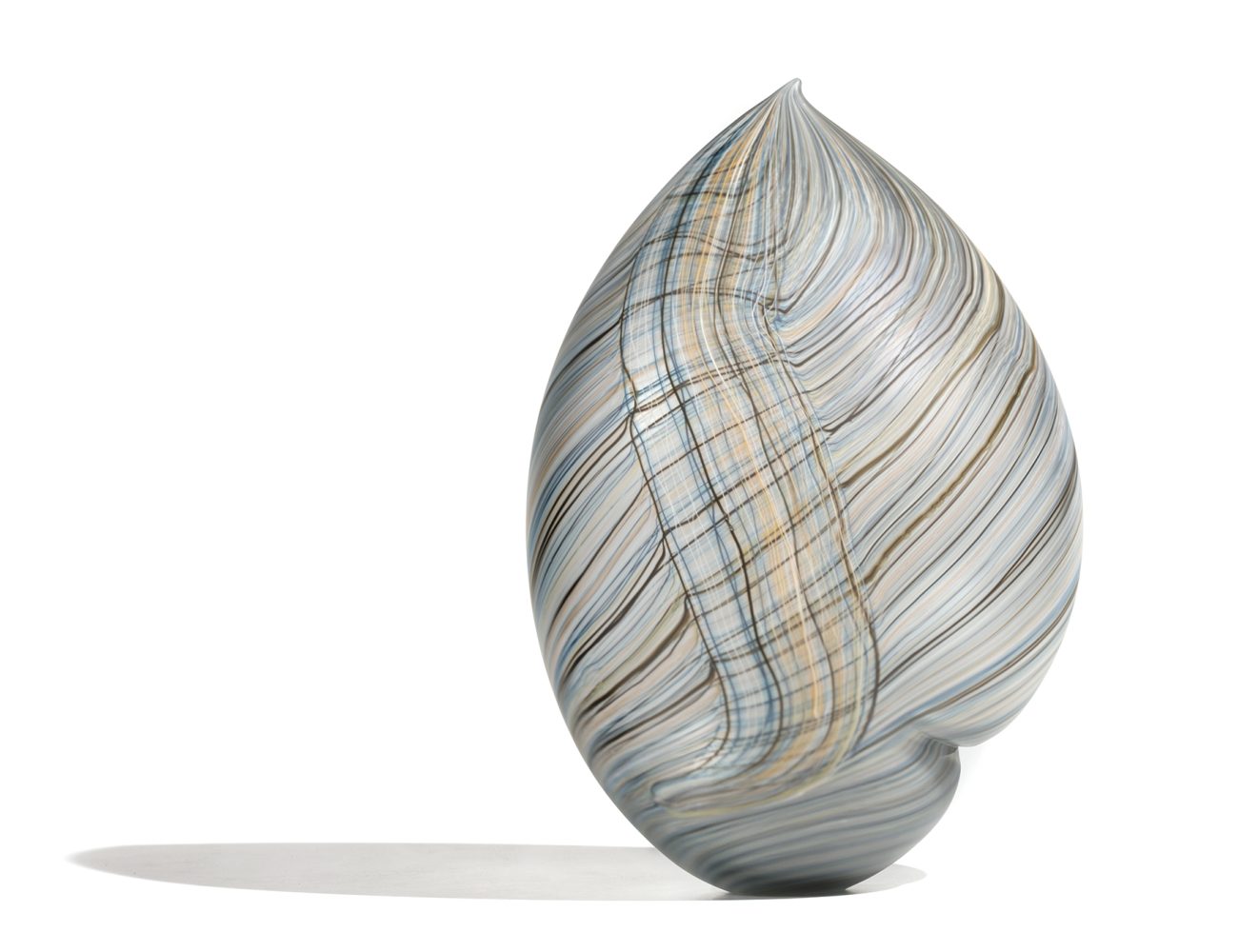 blown glass sculpture with soft colors and fine lines